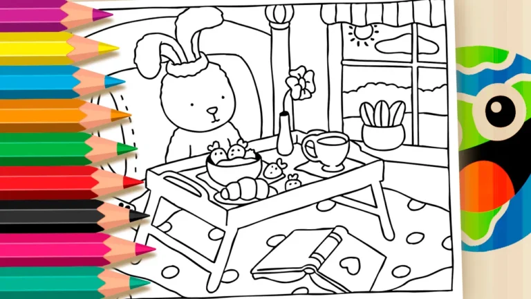Desenho para colorir Manhã Aconchegante com Desenho Kawaii: Um Desenho para Colorir e Relaxar