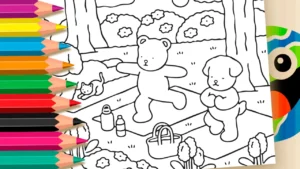 Desenho para colorir Desenho para Colorir: Desenho Kawaii Yoga no Parque