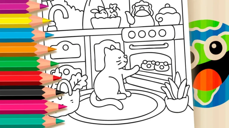 Desenho para colorir O Gatinho Chef e Seus Biscoitos Mágicos: Uma Aventura para Colorir!