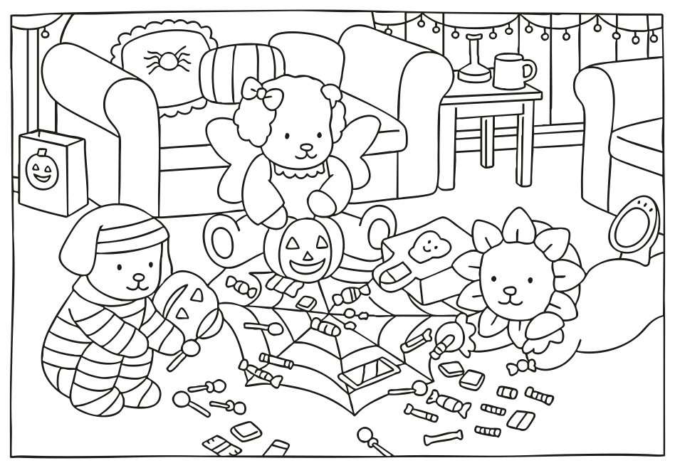 Desenho de   Kawaii Doces de Halloween para imprimir e colorir - PDF grátis para pessoas de todas as idades