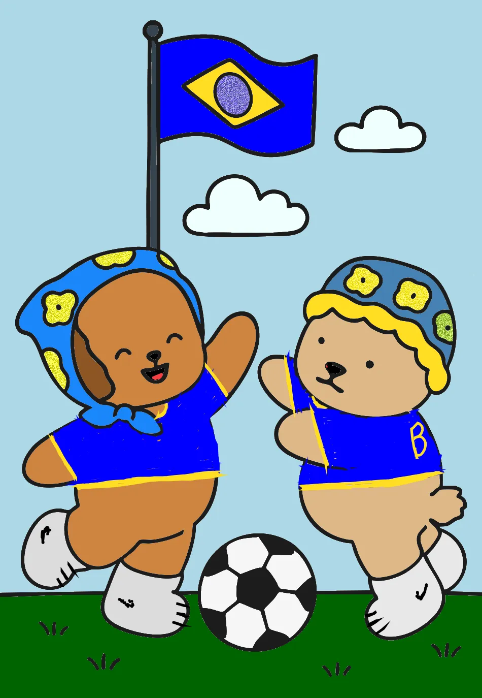 desenho kawaii e bubu amassando – Desenho Colorido Online - Imagem Destacada