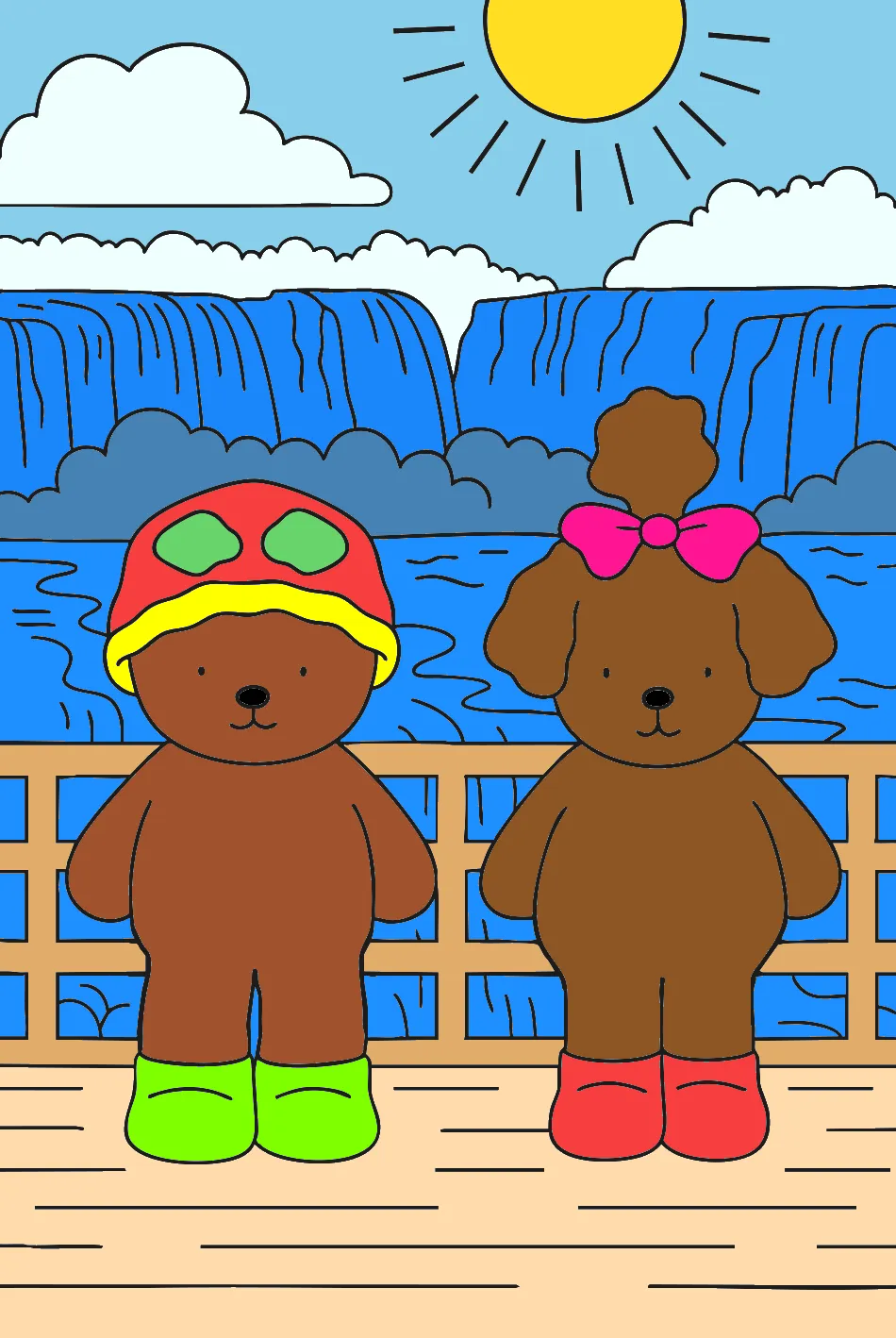 desenho kawaii e bubu em cousins – Desenho Colorido Online - Imagem Destacada