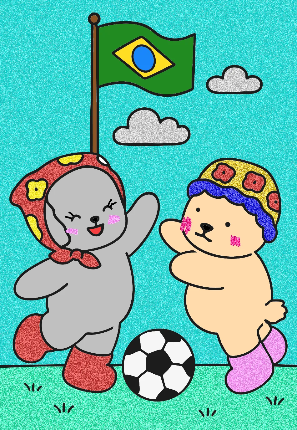 desenho kawaii e o futebol ?fofo – Desenho Colorido Online - Imagem Destacada