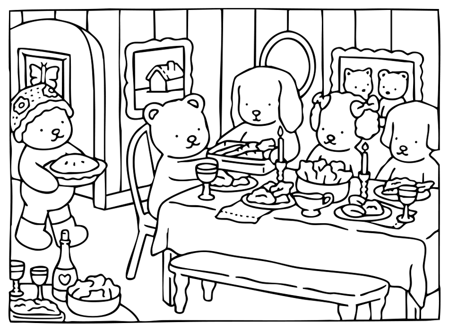 Desenho de Um Jantar Especial em Família: Pinte e Celebre com  Kawaii para imprimir e colorir - PDF grátis para pessoas de todas as idades