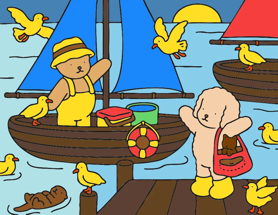 dia de barco com amigos – Desenho Colorido Online - Imagem Destacada