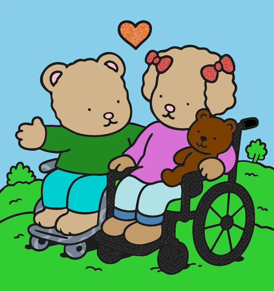 dois cadeirantes se gostando – Desenho Colorido Online - Imagem Destacada