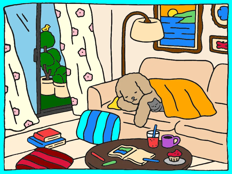 dormindo con gato – Desenho Colorido Online - Imagem Destacada