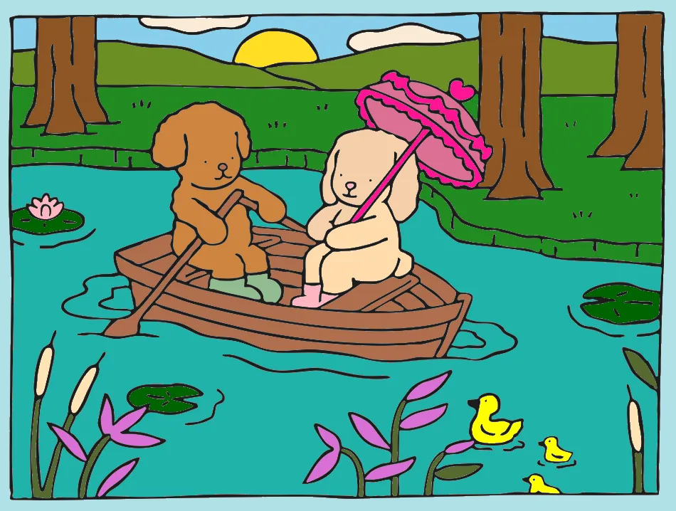 LAGO AZUL – Desenho Colorido Online - Imagem Destacada