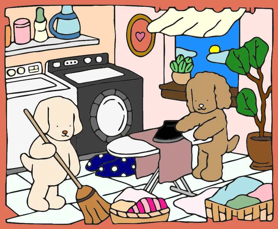 Lavanderia do Bobbie – Desenho Colorido Online - Imagem Destacada