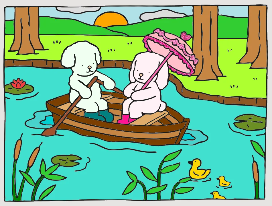 lindos no rio – Desenho Colorido Online - Imagem Destacada