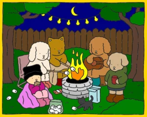 Noite da fogueira – Desenho Colorido Online