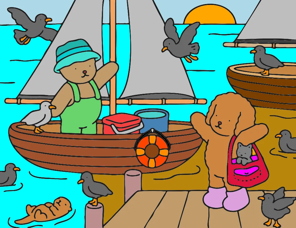 Passeio de barco – Desenho Colorido Online - Imagem Destacada