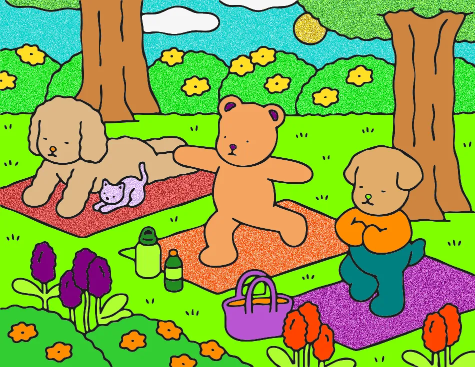 PASSEIO NO JARDIM – Desenho Colorido Online - Imagem Destacada