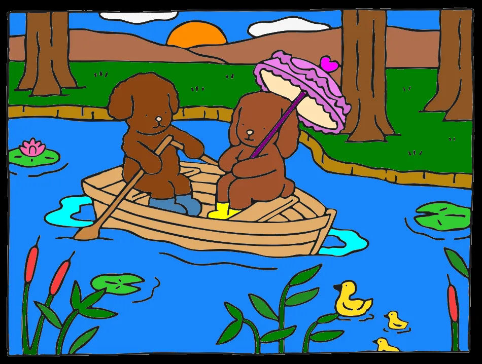 PASSEIO NO LAGO – Desenho Colorido Online - Imagem Destacada