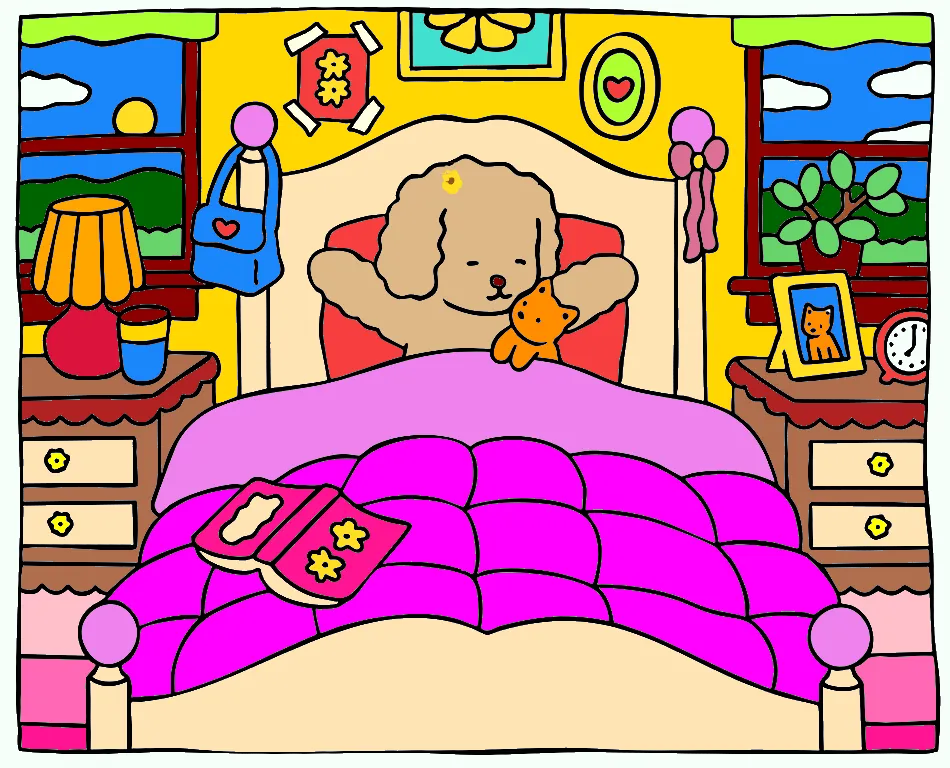 quarto de marguarida da praia – Desenho Colorido Online - Imagem Destacada