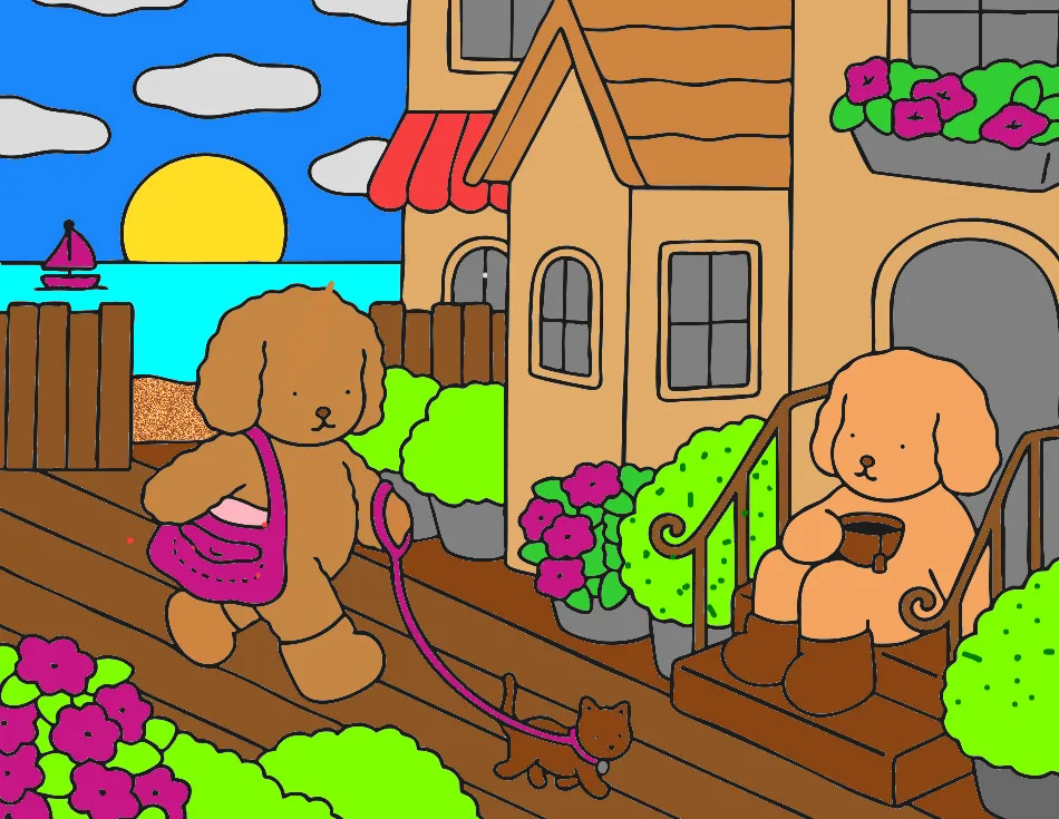 tarde com o gato – Desenho Colorido Online - Imagem Destacada