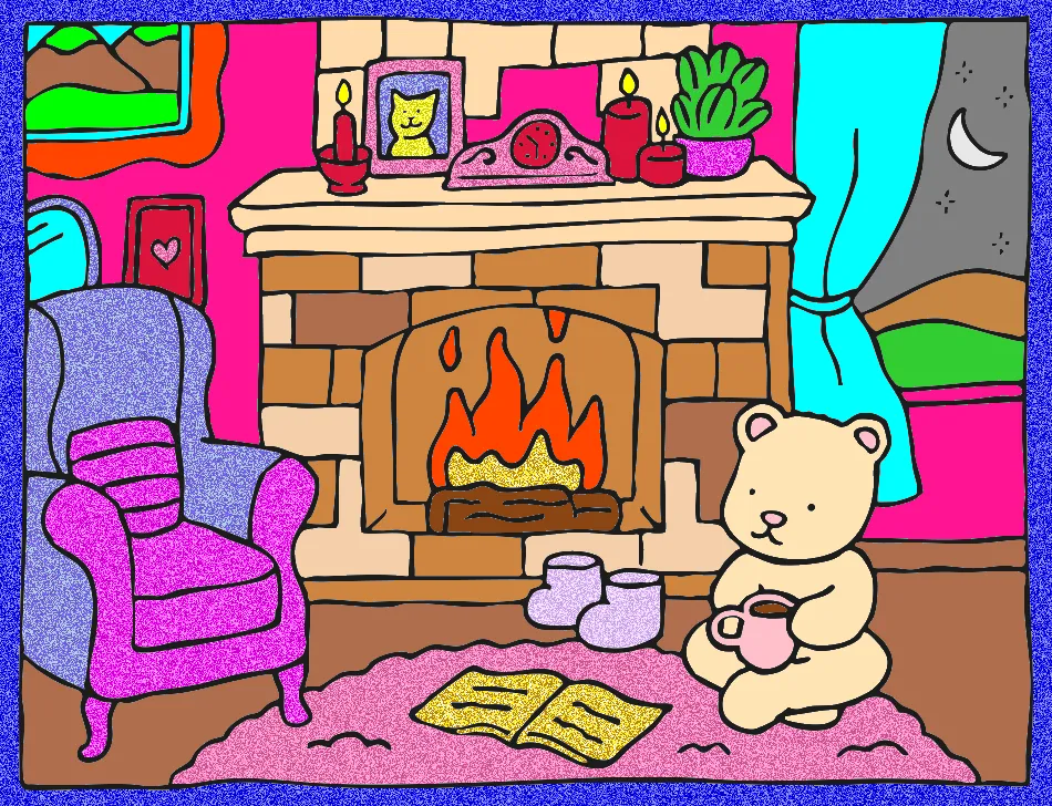 uma noite colorida – Desenho Colorido Online - Imagem Destacada
