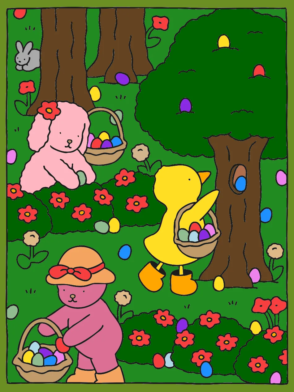 A Caça aos Ovos – Desenho Colorido Online - Imagem Destacada