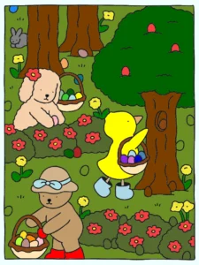 A Caça aos Ovos – Desenho Colorido Online