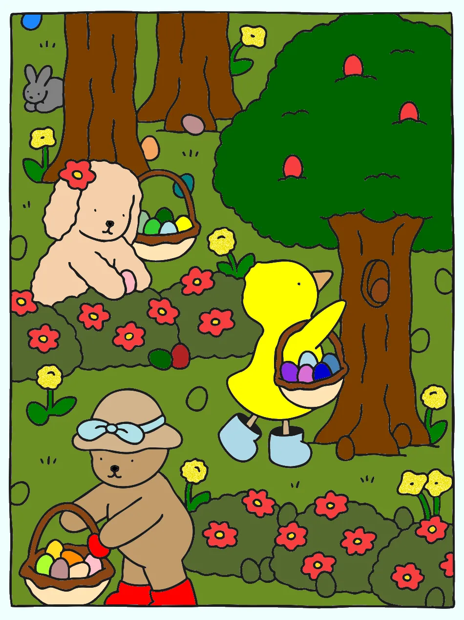 A Caça aos Ovos – Desenho Colorido Online - Imagem Destacada