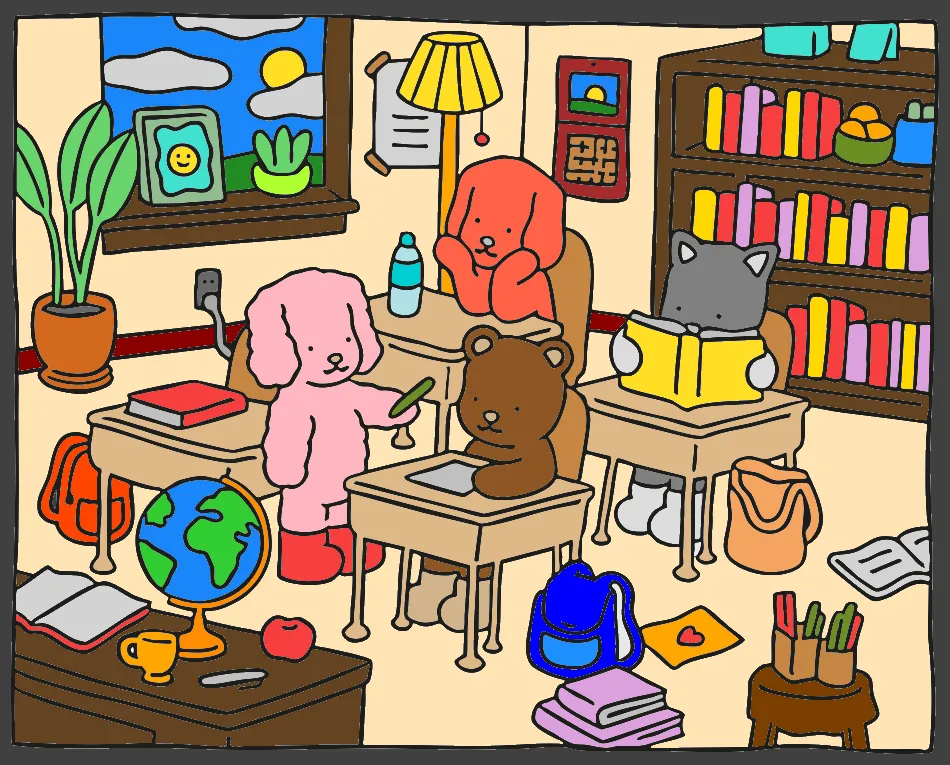 A Sala de Aula – Desenho Colorido Online - Imagem Destacada