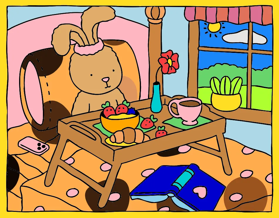 Acordando numa manhã tranquila – Desenho Colorido Online - Imagem Destacada