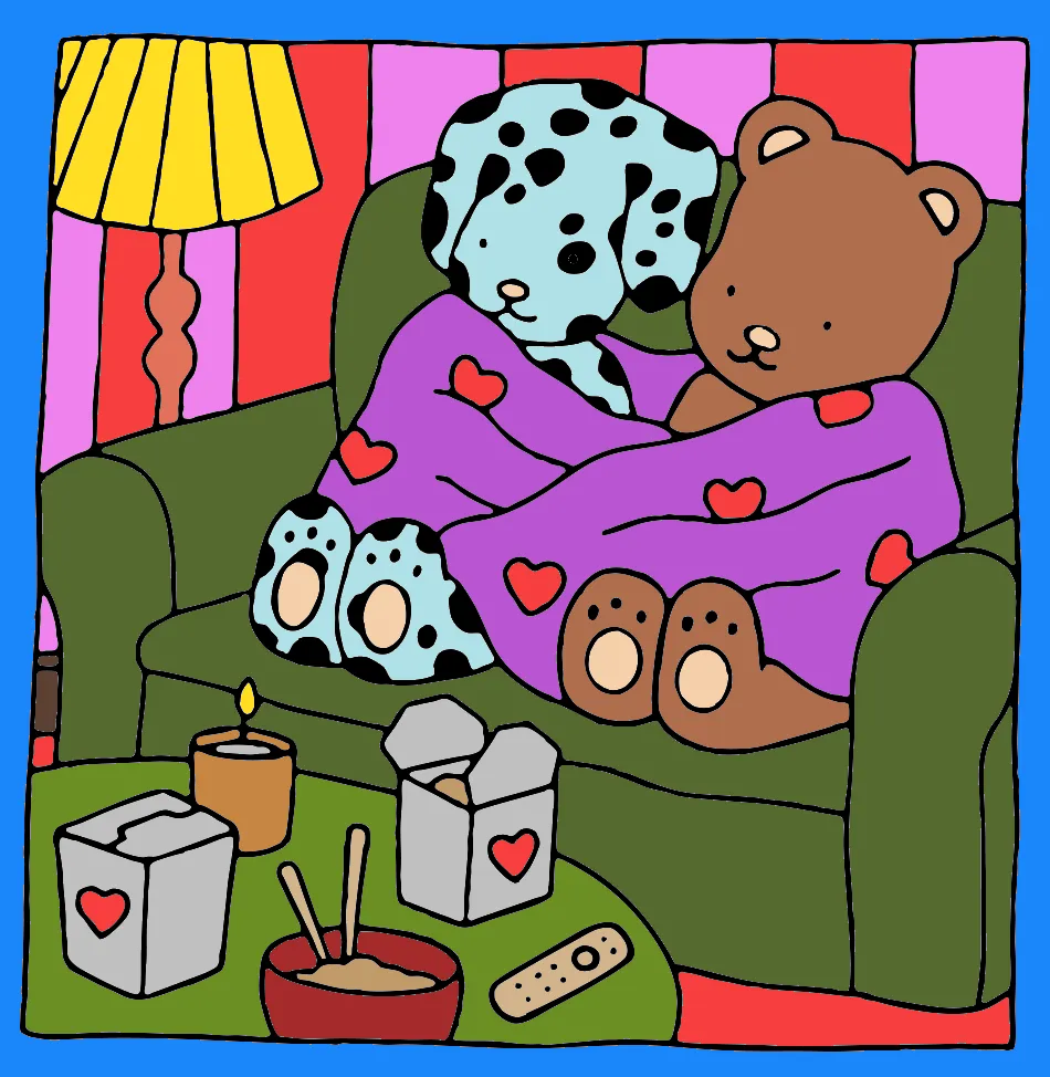 Amor, Frio e Filme – Desenho Colorido Online - Imagem Destacada