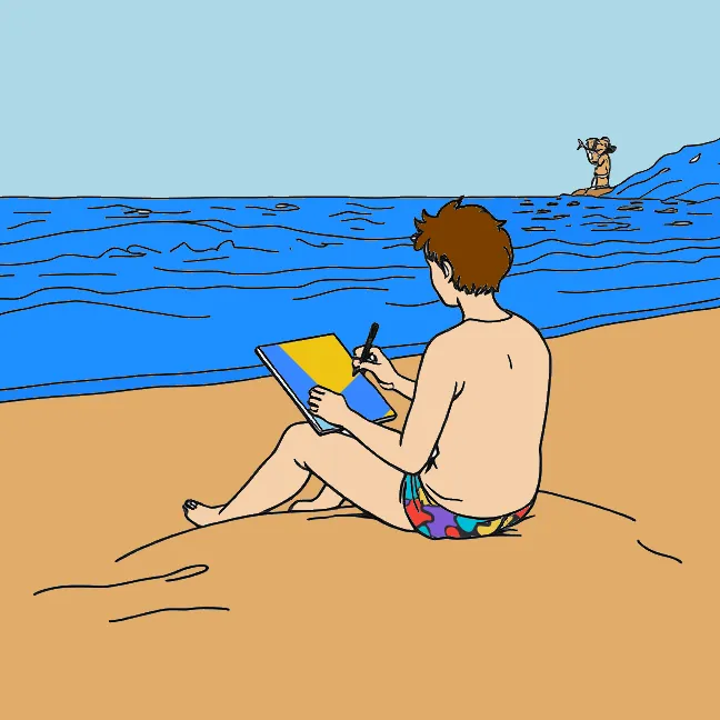 apreciando uma tarde – Desenho Colorido Online - Imagem Destacada