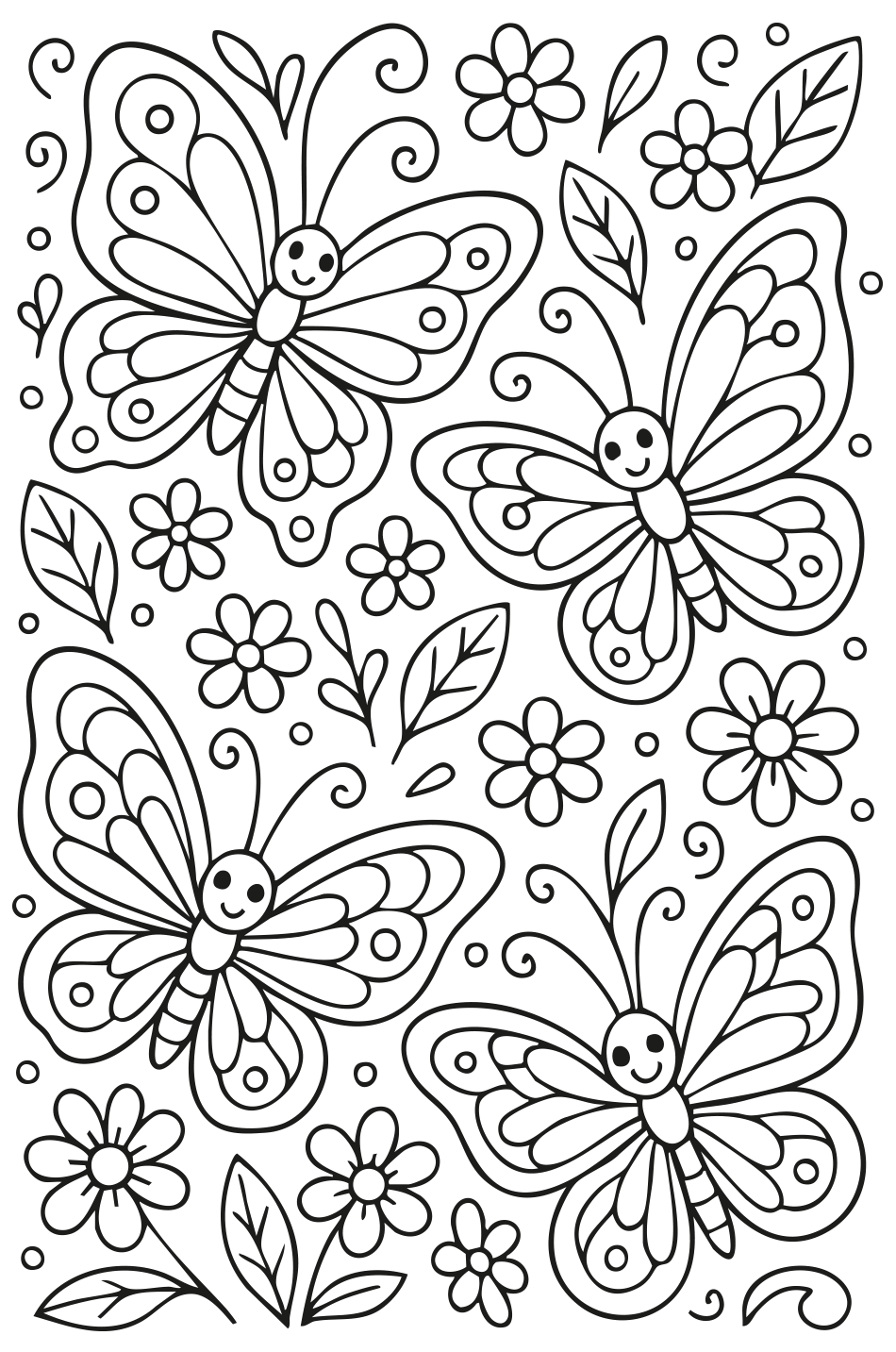 Desenho de Página de Borboletas para Colorir para imprimir e colorir - PDF grátis para pessoas de todas as idades