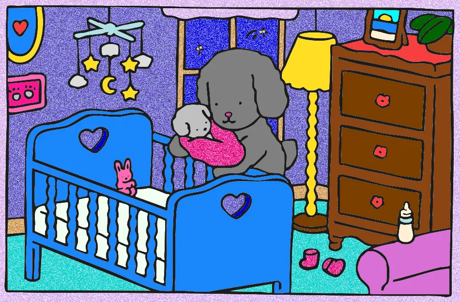 BOTANDO MEU BEBE PARA DORMIR – Desenho Colorido Online - Imagem Destacada