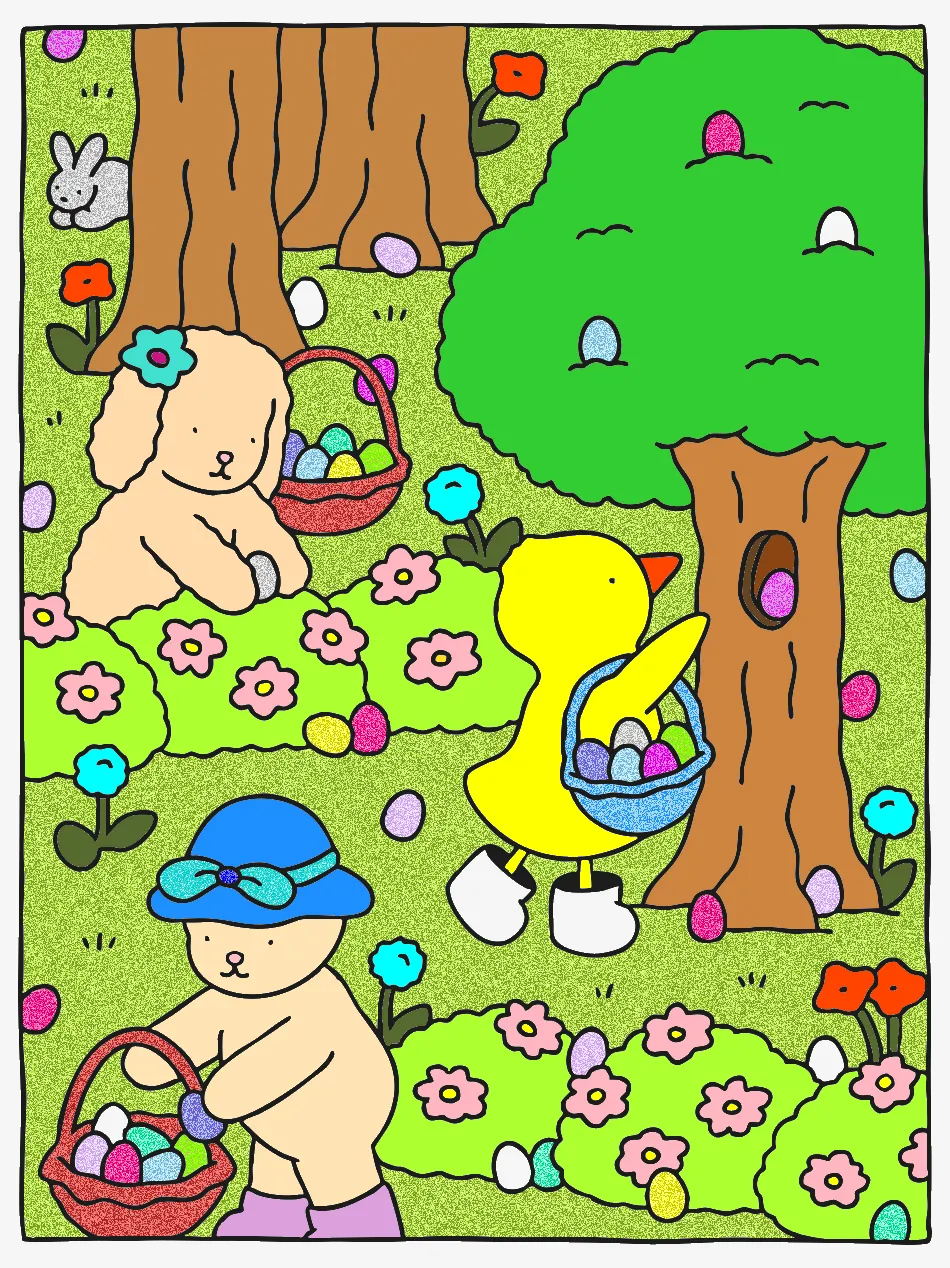 caça aos ovos – Desenho Colorido Online - Imagem Destacada