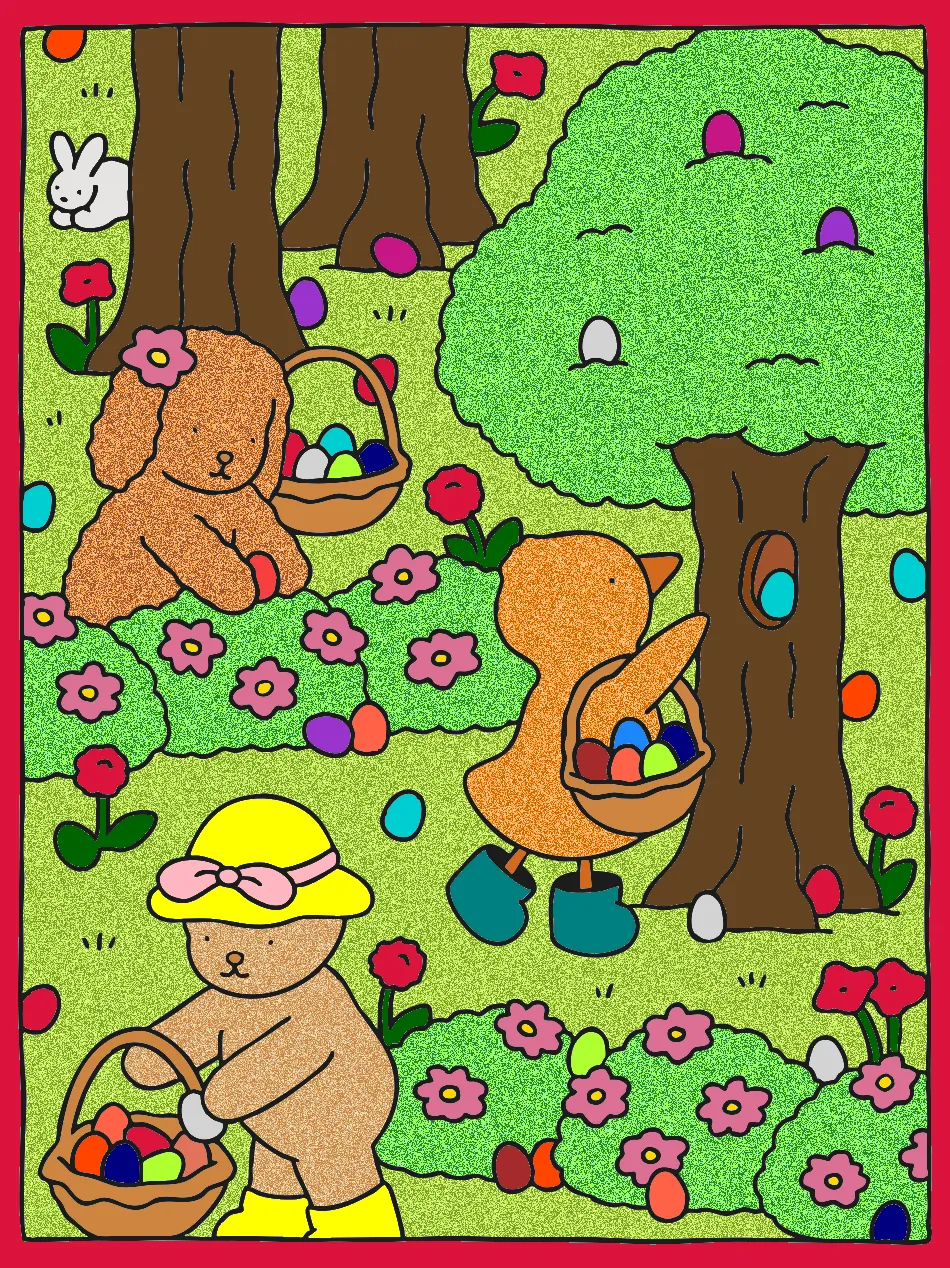 caça aos ovos – Desenho Colorido Online - Imagem Destacada