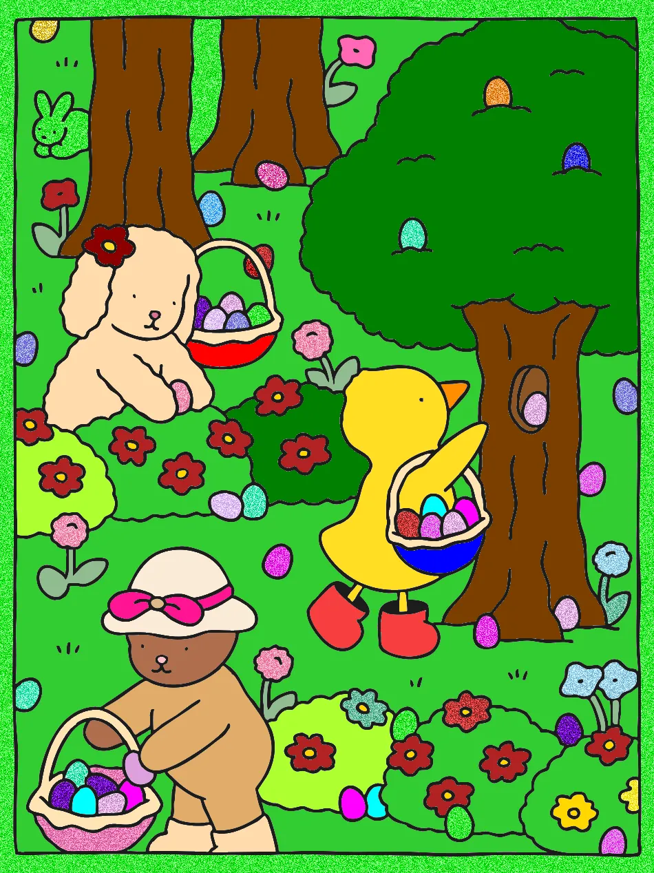 caça aos ovos com a mirra lia – Desenho Colorido Online - Imagem Destacada