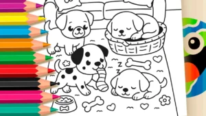 Desenho para colorir Cachorrinhos Fofos Para Colorir Online | MundoDosJogos.org