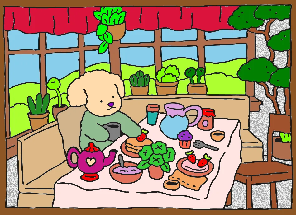 Café da tarde – Desenho Colorido Online - Imagem Destacada