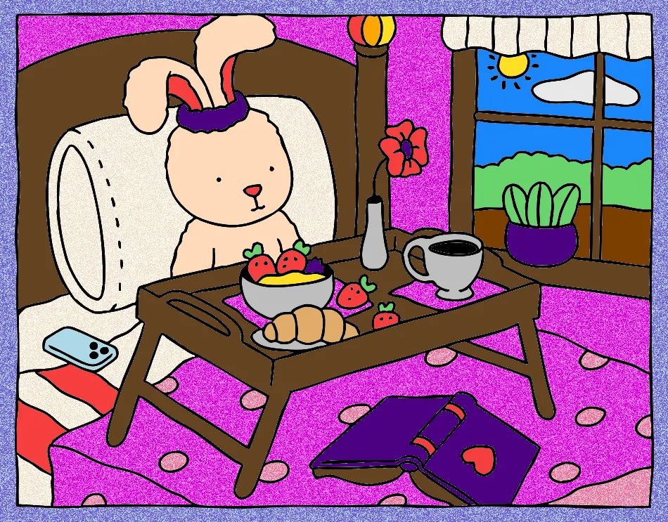 CAFE NA CAMA ESTER – Desenho Colorido Online - Imagem Destacada