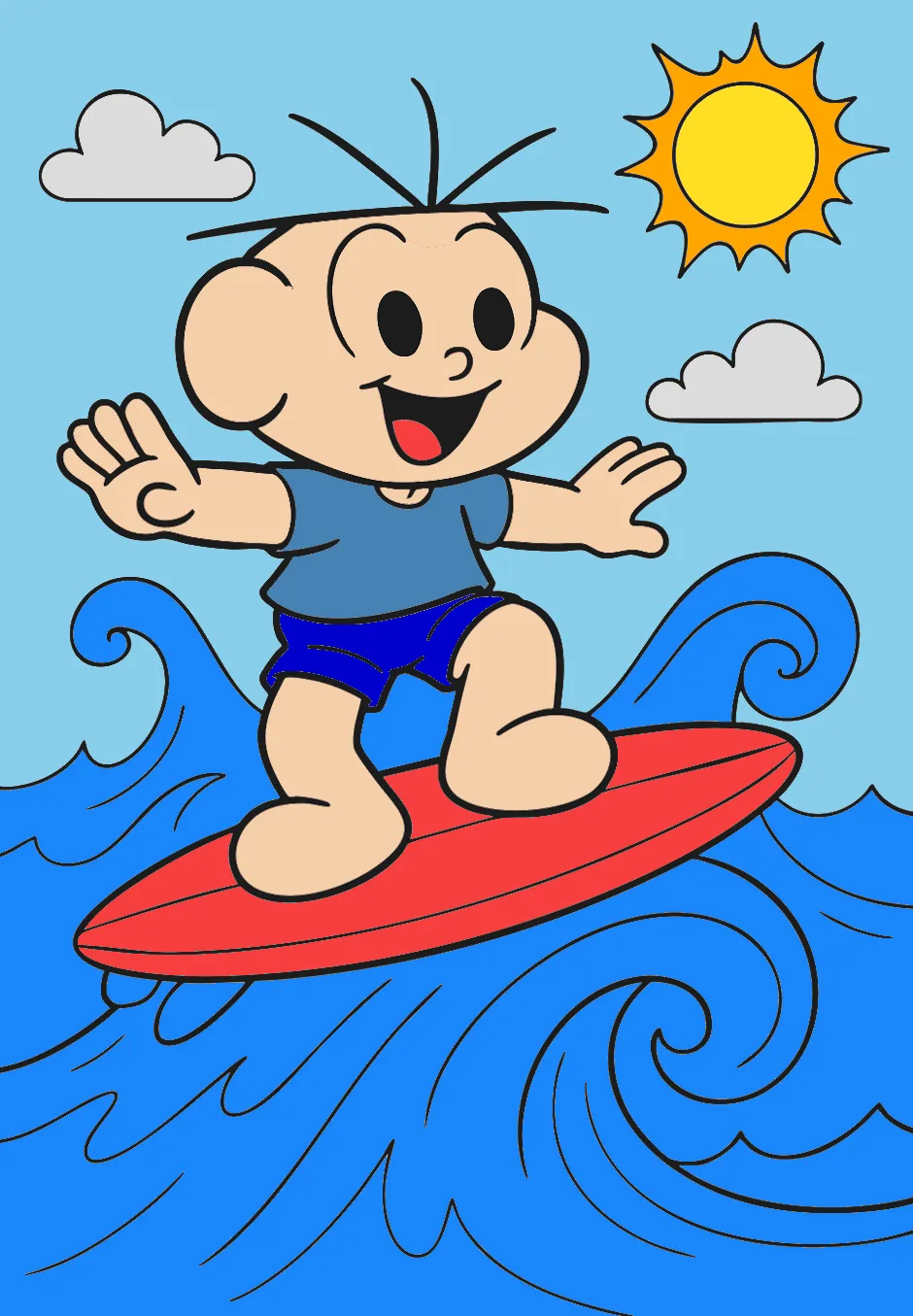 Cebolinha Surfista – Desenho Colorido Online - Imagem Destacada