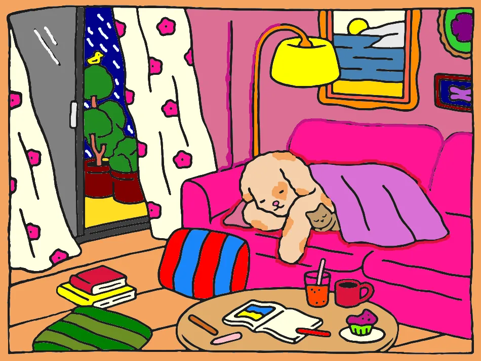 cochilo depois de muito trabal – Desenho Colorido Online - Imagem Destacada