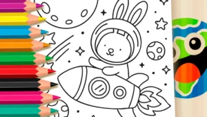 Desenho para colorir Coelho Espacial para Colorir Online