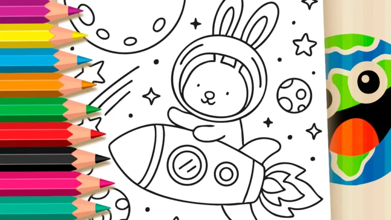 Desenho para colorir Coelho Espacial para Colorir