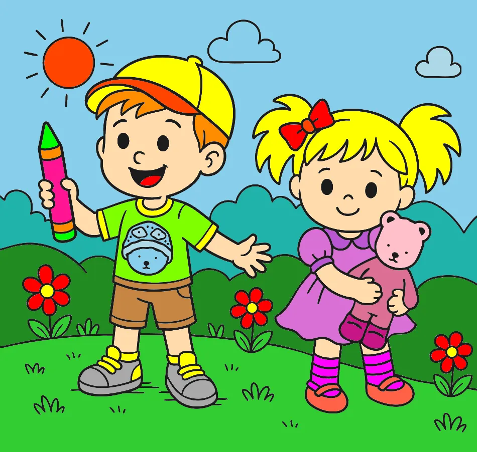 Crianças – Desenho Colorido Online - Imagem Destacada