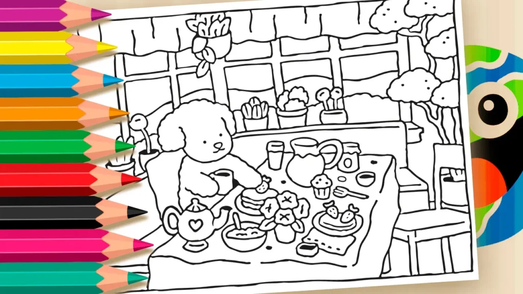 Desenho para Colorir Festa do Chá Bobbie Goods | Grátis Online