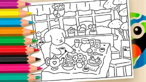 Desenho para colorir Desenho para Colorir Festa do Chá Desenho Kawaii | Grátis Online