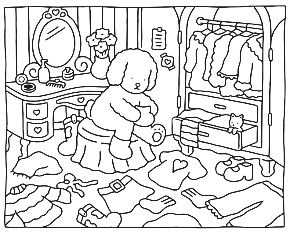 Desenho de Cachorrinho Kawaii para Colorir para imprimir e colorir - PDF grátis para pessoas de todas as idades