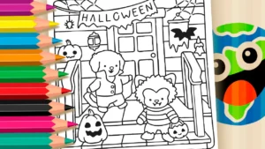 Desenho para colorir Desenho Fofo de Halloween para Colorir Online | Mundo dos Jogos