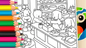 Desenho para colorir Desenho Kawaii Confeitaria para Colorir | Grátis Online & Imprimir