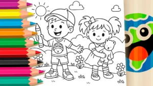 Desenho para colorir Dia das Crianças Mágico: Desenho Kawaii para Colorir e Celebrar!