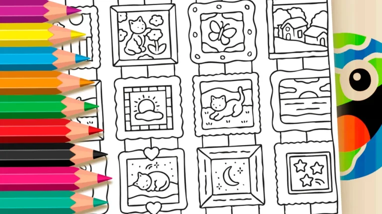 Desenho para colorir Desenho Kawaii Mural de Fotos para Colorir