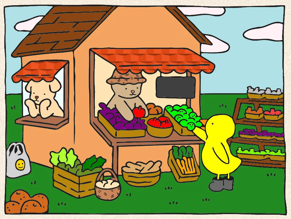 Dia de compras – Desenho Colorido Online - Imagem Destacada