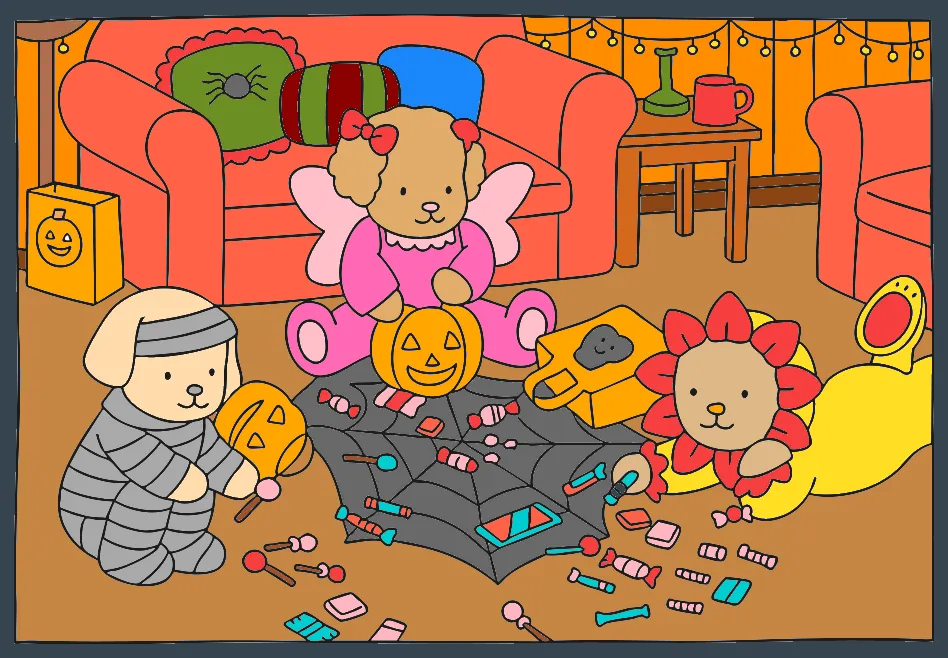 Doces de Halloween – Desenho Colorido Online - Imagem Destacada